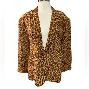 Vintage 1980’s Animal Print 100% Silk Jacket Blazer Classic Investment Clothing